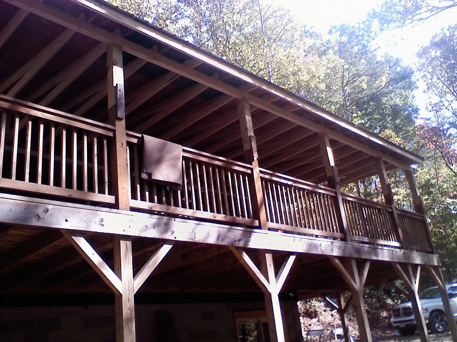 Timber framing under a new elevated porch and deck — Roof Leak Repair in Rocky Mount by Roofing Brothers